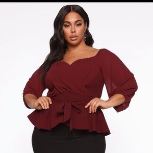 Off the shoulder Burgundy Blouse - New